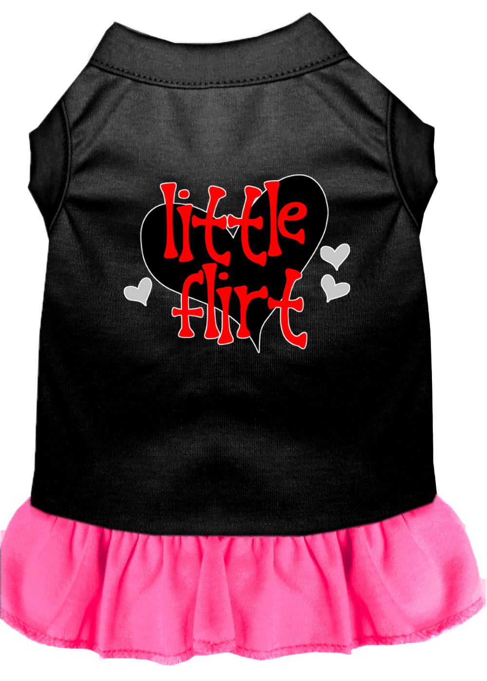 Little Flirt Screen Print Dog Dress Black with Bright Pink Sm
